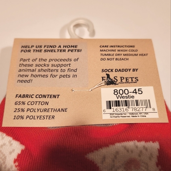 Sock Daddy Red/White Westie Dog Socks NWT Unisex - Picture 2 of 3